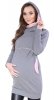 MijaCulture – Cute 2 in1 Maternity and Nursing Pullover Sweater Sweatshirt Ellie 7129  Grey / Pink